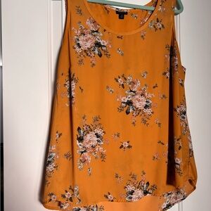 Floral Mustard Yellow Sleeveless Top